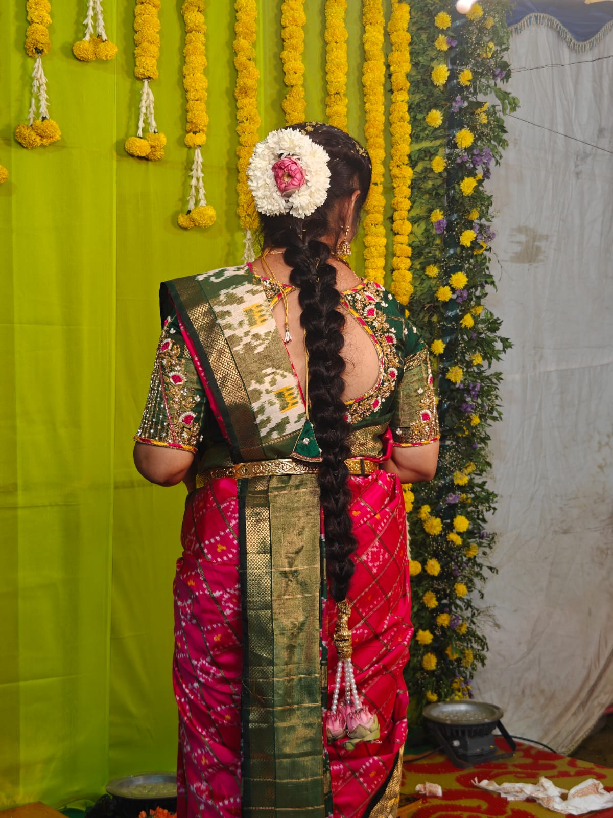 Braided bridal hairstyle with jasmine